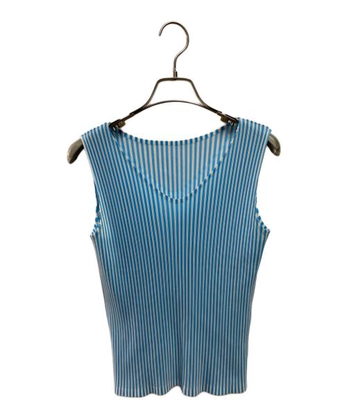 PLEATS PLEASE（プリーツプリーズ）PLEATS PLEASE (プリーツプリーズ) ノースリーブプリーツカットソー スカイブルー サイズ:3の古着・服飾アイテム