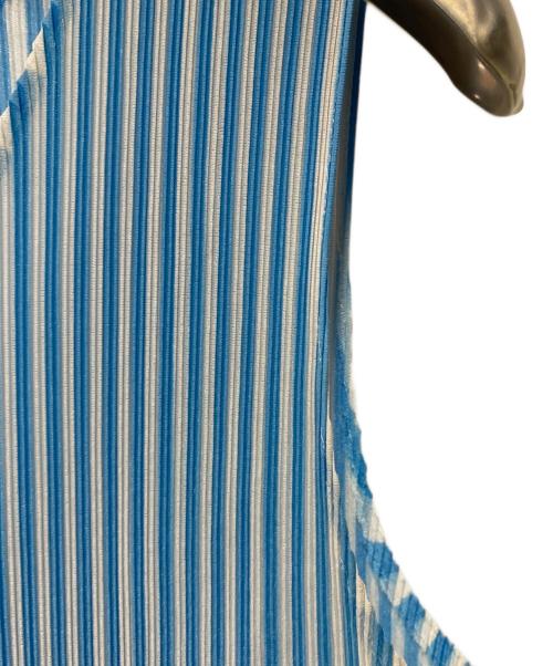 PLEATS PLEASE（プリーツプリーズ）PLEATS PLEASE (プリーツプリーズ) ノースリーブプリーツカットソー スカイブルー サイズ:3の古着・服飾アイテム
