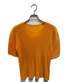 PLEATS PLEASE（プリーツプリーズ）の古着「プリーツカットソー」｜オレンジ