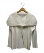 PLEATS PLEASEプリーツプリーズ）の古着「プリーツカーディガンジャケット」｜ホワイト