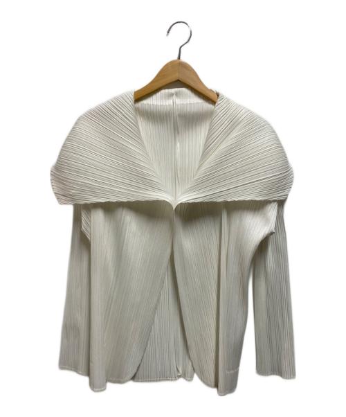 PLEATS PLEASE（プリーツプリーズ）PLEATS PLEASE (プリーツプリーズ) プリーツカーディガンジャケット ホワイト サイズ:Ｓの古着・服飾アイテム
