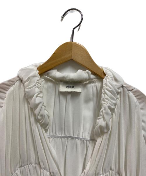 PAPIER TIGRE（パピエ ティグル）PAPIER TIGRE (パピエ ティグル) ティアードギャザーブラウス ホワイト サイズ:FREEの古着・服飾アイテム