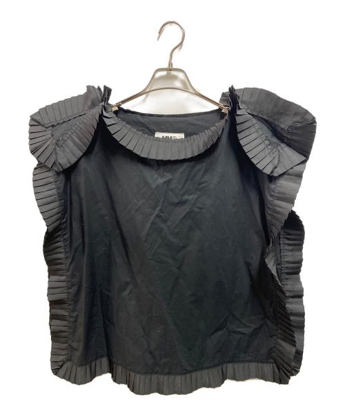 MM6 Maison Margiela（エムエムシックスメゾンマルジェラ）MM6 Maison Margiela (エムエムシックス メゾンマルジェラ) フリルノースリーブブラウス ブラック サイズ:36の古着・服飾アイテム