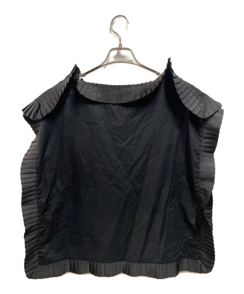 MM6 Maison Margiela（エムエムシックスメゾンマルジェラ）MM6 Maison Margiela (エムエムシックス メゾンマルジェラ) フリルノースリーブブラウス ブラック サイズ:36の古着・服飾アイテム