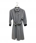 LACOSTEラコステ）の古着「ハウンドトゥース柄プルオーバーシャツドレス」｜ホワイト×ブルー