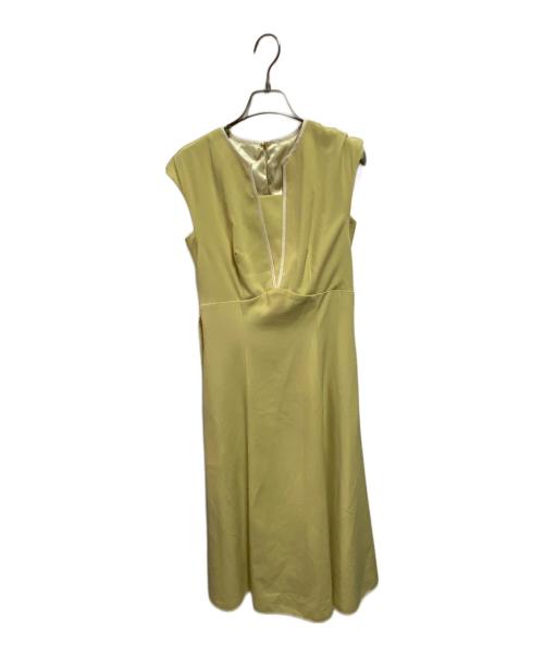 JUSGLITTY（ジャスグリッティー）JUSGLITTY (ジャスグリッティー) ディープVネックナローワンピース イエローの古着・服飾アイテム