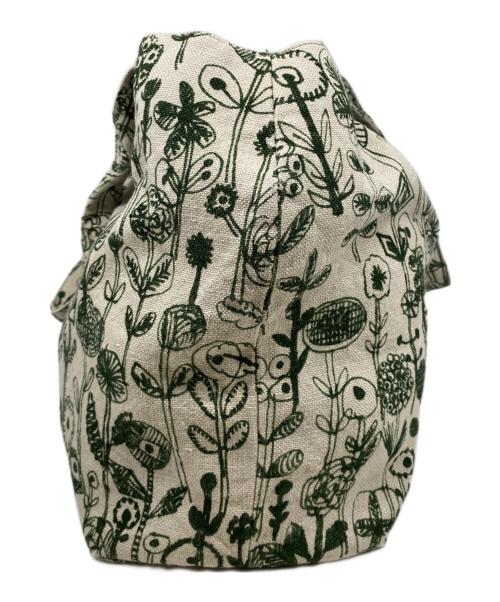 mina perhonen（ミナ ペルホネン）mina perhonen (ミナ ペルホネン) レターオブフラワートート ベージュ×グリーンの古着・服飾アイテム