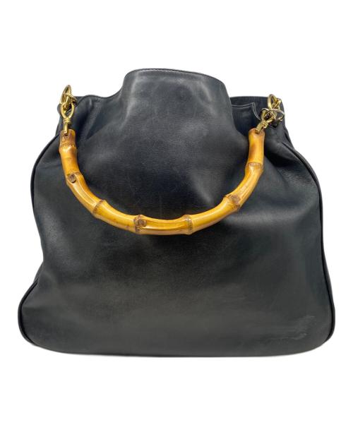 GUCCI（グッチ）GUCCI (グッチ) OLDバンブーレザートート ブラックの古着・服飾アイテム