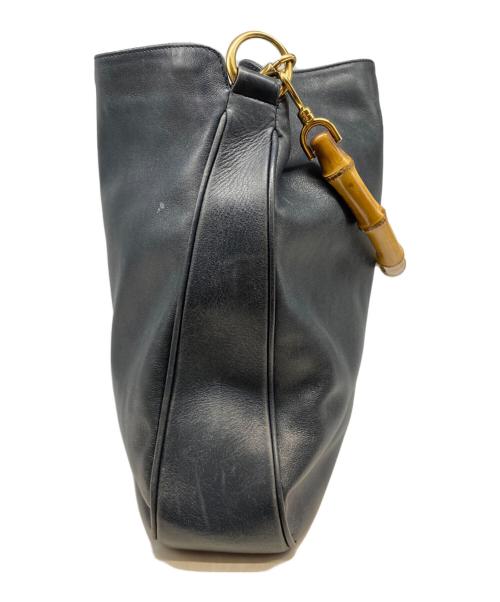 GUCCI（グッチ）GUCCI (グッチ) OLDバンブーレザートート ブラックの古着・服飾アイテム