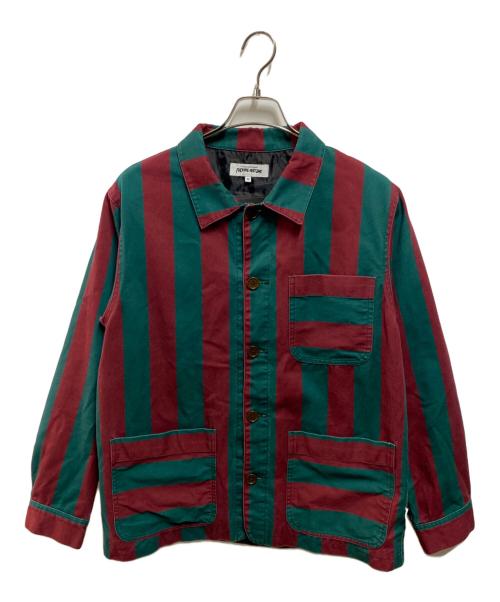 FUCKING AWESOME（ファッキンオーサム）FUCKING AWESOME (ファッキンオーサム) Filigree Striped Chore Jacket グリーン×レッド サイズ:Mの古着・服飾アイテム