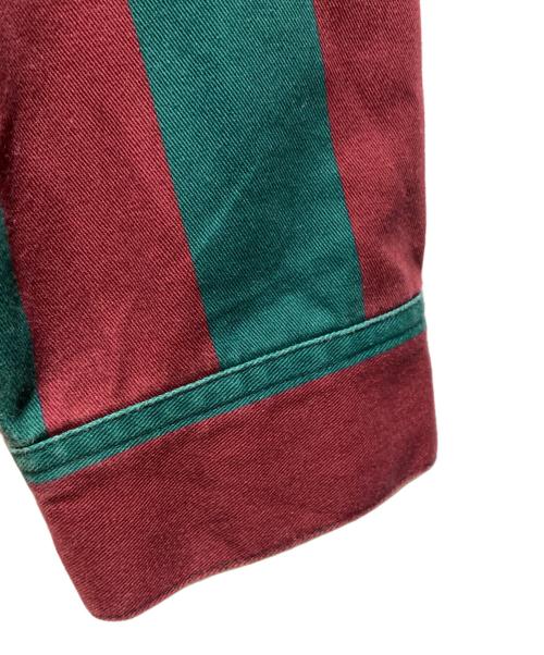 FUCKING AWESOME（ファッキンオーサム）FUCKING AWESOME (ファッキンオーサム) Filigree Striped Chore Jacket グリーン×レッド サイズ:Mの古着・服飾アイテム
