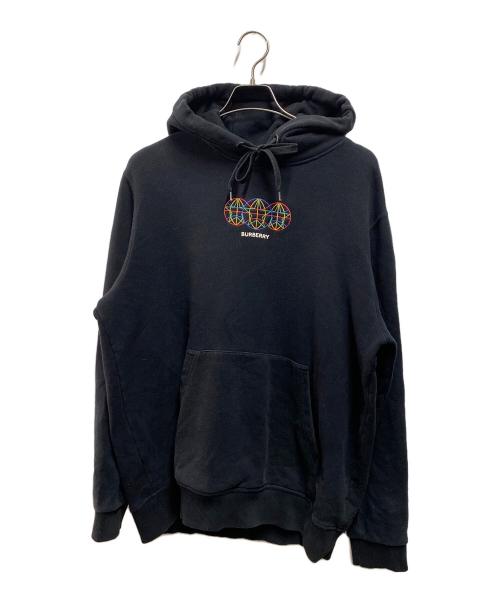 BURBERRY LONDON（バーバリーロンドン）BURBERRY LONDON (バーバリーロンドン) グローブグラフィック コットンフーディー ブラック サイズ:Mの古着・服飾アイテム