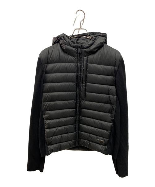 PRADA（プラダ）PRADA (プラダ) トライアングルプレート ニット切替 ダウンジャケット ブラック サイズ:54の古着・服飾アイテム