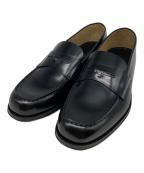 PRADAプラダ）の古着「ブラッシュドレザー トライアングルロゴローファー」｜ブラック