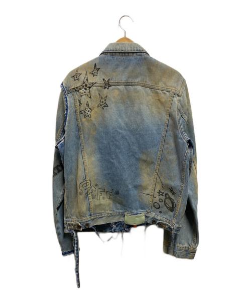 OFFWHITE（オフホワイト）OFFWHITE (オフホワイト) ペイントデニムジャケット インディゴ サイズ:Lの古着・服飾アイテム