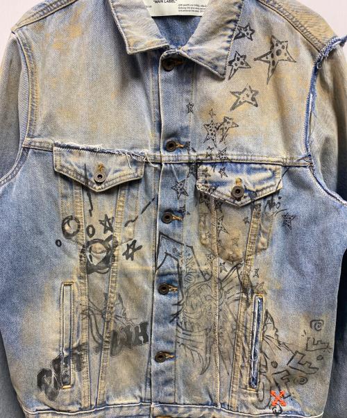 OFFWHITE（オフホワイト）OFFWHITE (オフホワイト) ペイントデニムジャケット インディゴ サイズ:Lの古着・服飾アイテム