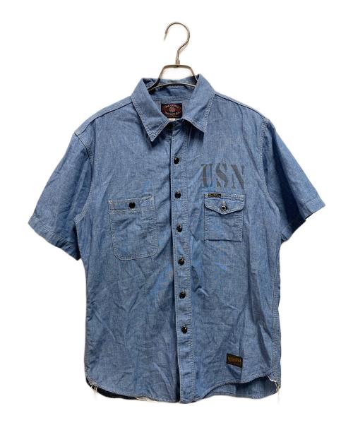 TOYS MCCOY（トイズマッコイ）TOYS MCCOY (トイズマッコイ) シャンブレー ステンシルプリントシャツ インディゴ サイズ:15の古着・服飾アイテム