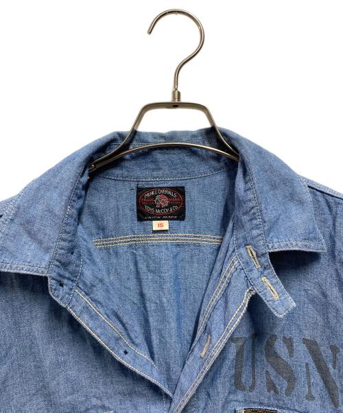 TOYS MCCOY（トイズマッコイ）TOYS MCCOY (トイズマッコイ) シャンブレー ステンシルプリントシャツ インディゴ サイズ:15の古着・服飾アイテム