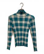 LE CIEL BLEUルシェルブルー）の古着「チェック ハイネックリブニット」｜ブルー