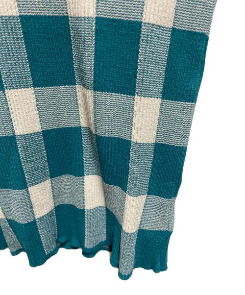 LE CIEL BLEU（ルシェルブルー）LE CIEL BLEU (ルシェルブルー) チェック ハイネックリブニット ブルー サイズ:Sの古着・服飾アイテム