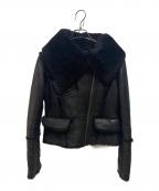 Harufハルフ）の古着「ラムレザームートンジャケット」｜ブラック