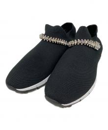 JIMMY CHOO（ジミーチュウ）の古着「VERONA クリスタルビジューニットスニーカー」｜ブラック