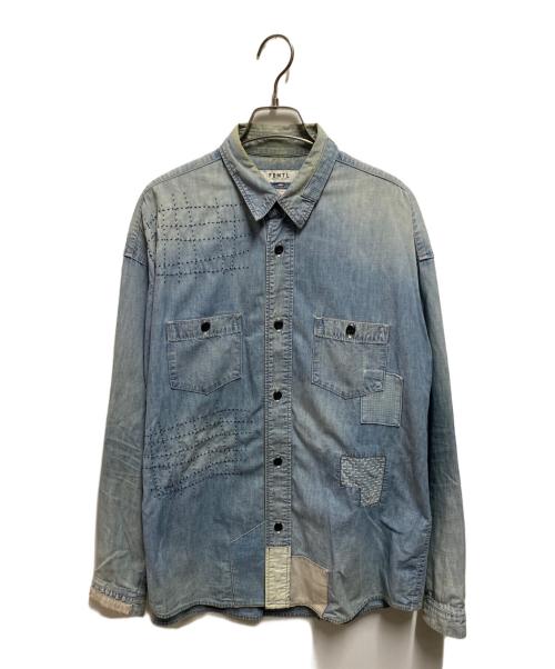 FDMTL（ファンダメンタル）FDMTL (ファンダメンタル) パッチワークシャツ インディゴ サイズ:2の古着・服飾アイテム
