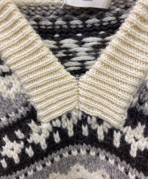 CELINE（セリーヌ）CELINE (セリーヌ) Baja fair isle Shetland wool hoodie ベージュ サイズ:Sの古着・服飾アイテム