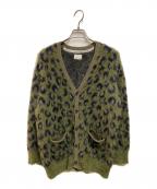 NUMBER (N)INE×TOKYO DEPARTMENT STOREナンバーナイン×トウキョウ デパートメント ストア）の古着「別注フェザーファーヤーンレオパードジャガードルーズニットカーディガン」｜グリーン