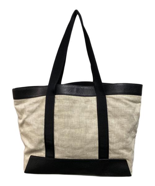 JIMMY CHOO（ジミーチュウ）JIMMY CHOO (ジミーチュウ) キャンバスレザートートバッグ アイボリーの古着・服飾アイテム