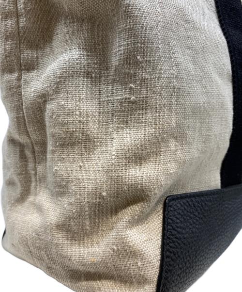 JIMMY CHOO（ジミーチュウ）JIMMY CHOO (ジミーチュウ) キャンバスレザートートバッグ アイボリーの古着・服飾アイテム