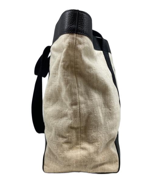 JIMMY CHOO（ジミーチュウ）JIMMY CHOO (ジミーチュウ) キャンバスレザートートバッグ アイボリーの古着・服飾アイテム