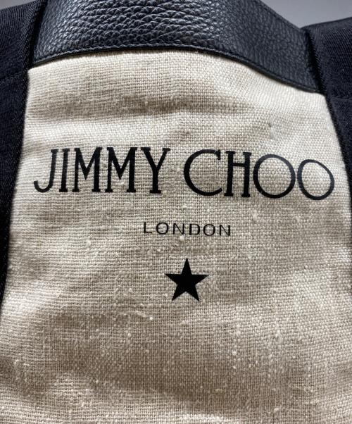 JIMMY CHOO（ジミーチュウ）JIMMY CHOO (ジミーチュウ) キャンバスレザートートバッグ アイボリーの古着・服飾アイテム