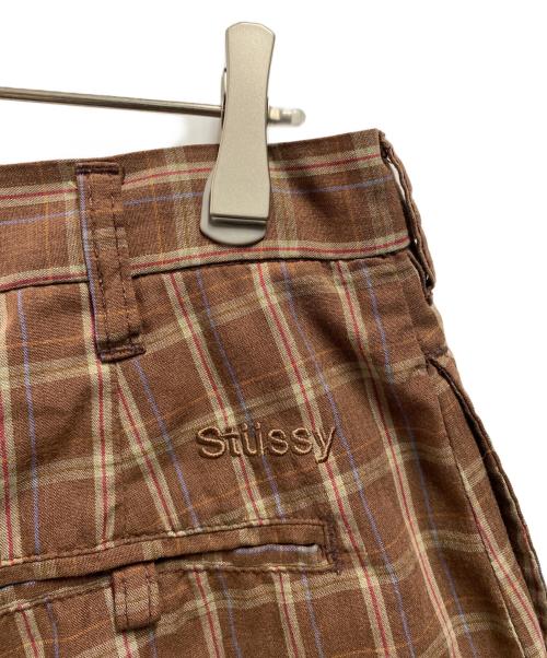 stussy（ステューシー）stussy (ステューシー) 00's チェックハーフパンツ ブラウン サイズ:Ｌの古着・服飾アイテム