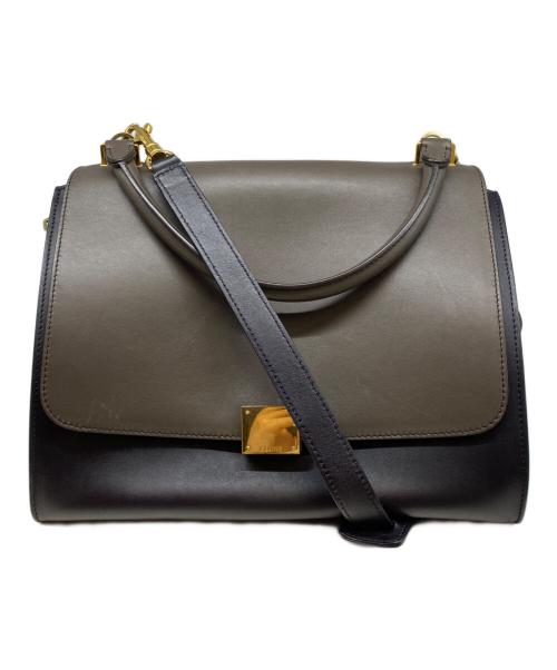 CELINE（セリーヌ）CELINE (セリーヌ) トラペーズミディアム2WAYバッグ ブラウンの古着・服飾アイテム