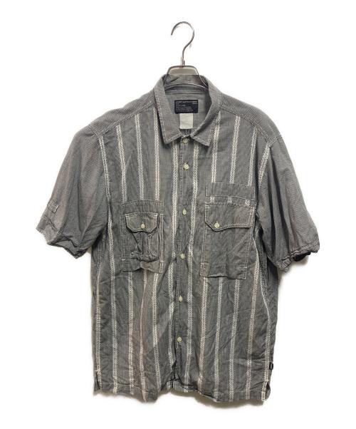 stussy（ステューシー）stussy (ステューシー) 00's レースストライプシャツ グレー サイズ:Ｌの古着・服飾アイテム