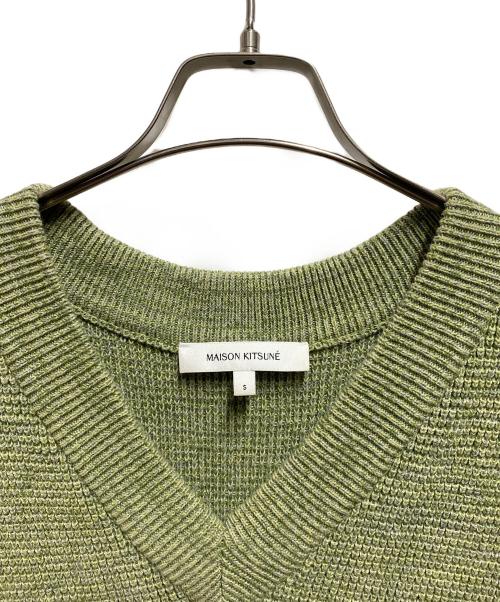 maison kitsune（メゾンキツネ）maison kitsune (メゾンキツネ) logo-embroidered cotton vest グリーン サイズ:Ｓの古着・服飾アイテム