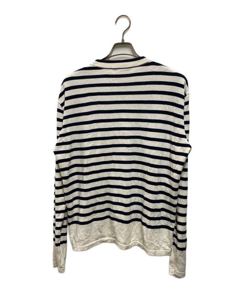 maison kitsune（メゾンキツネ）maison kitsune (メゾンキツネ) FOX HEAD INTARSIA COMFORT STRIPED JUMPER ネイビー×ホワイト サイズ:Ｓの古着・服飾アイテム