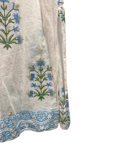 SZ Blockprints（エスゼットブロックプリント）SZ Blockprints (エスゼットブロックプリント) リリー柄プリントワンピ‐ス ホワイト サイズ:Mの古着・服飾アイテム