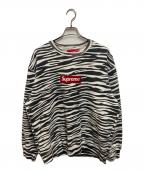 SUPREMEシュプリーム）の古着「Box Logo Crewneck Zebra」｜ホワイト×ブラック