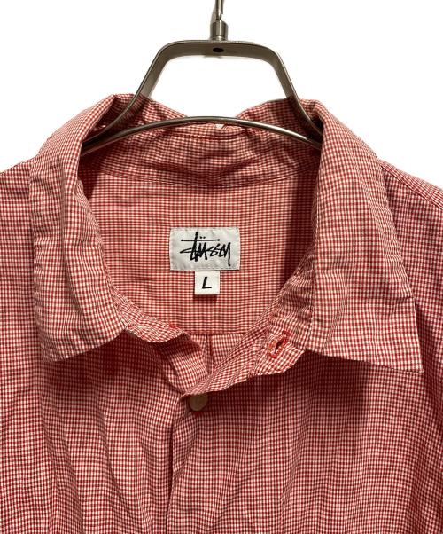 stussy（ステューシー）stussy (ステューシー) 00's ロゴ刺繍シャツ レッド サイズ:Lの古着・服飾アイテム