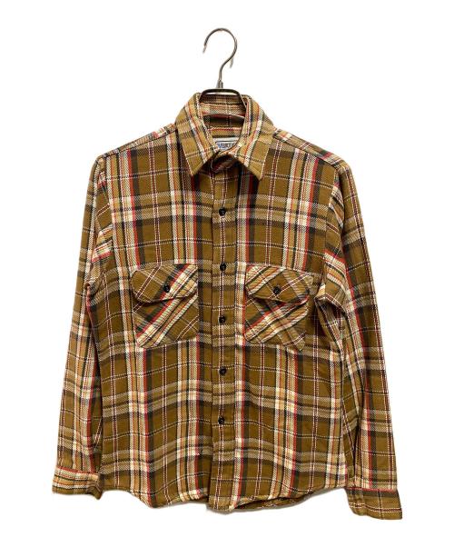 FIVE BROTHER（ファイブブラザー）FIVE BROTHER (ファイブブラザー) チェックシャツ ベージュ サイズ:Sの古着・服飾アイテム