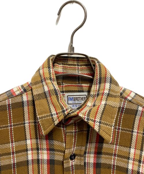 FIVE BROTHER（ファイブブラザー）FIVE BROTHER (ファイブブラザー) チェックシャツ ベージュ サイズ:Sの古着・服飾アイテム