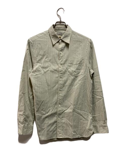 RRL（ダブルアールエル）RRL (ダブルアールエル) ストライプシャツ グリーン サイズ:Mの古着・服飾アイテム