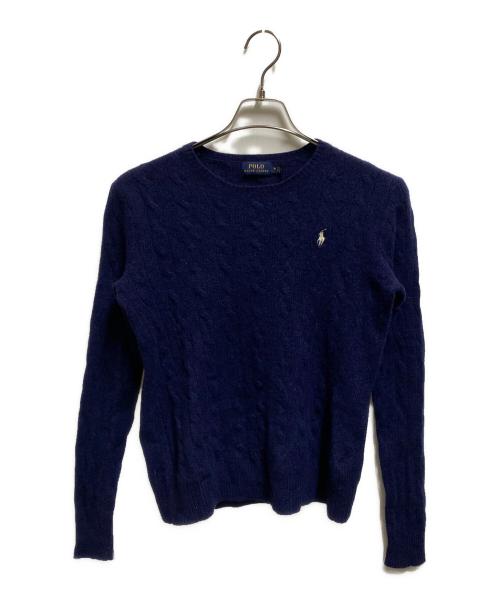 POLO RALPH LAUREN（ポロ・ラルフローレン）POLO RALPH LAUREN (ポロ・ラルフローレン) ウールカシミヤケーブルニット ネイビー サイズ:Mの古着・服飾アイテム