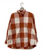 COMME des GARCONS HOMMEコムデギャルソン オム）の古着「ブロックチェックシャツ」｜オレンジ
