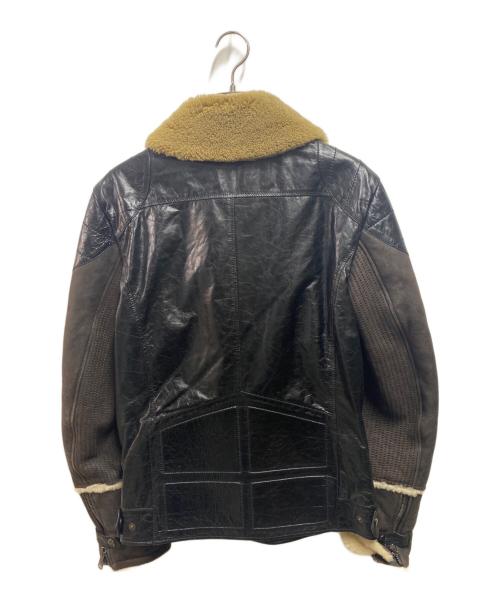 DOLCE & GABBANA（ドルチェ＆ガッバーナ）DOLCE & GABBANA (ドルチェ＆ガッバーナ) ムートンレザージャケット ブラック×ブラウン サイズ:48の古着・服飾アイテム
