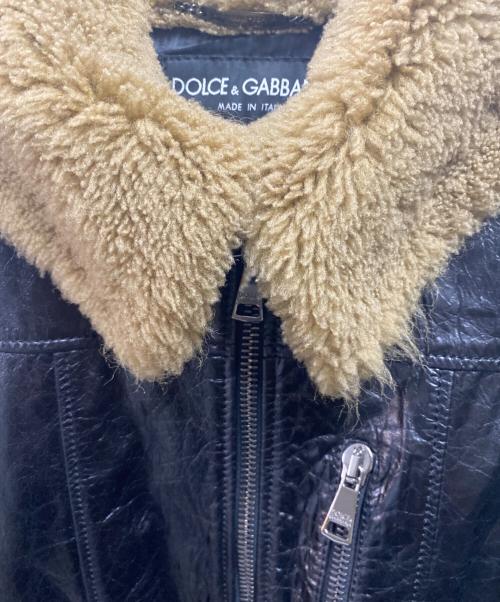DOLCE & GABBANA（ドルチェ＆ガッバーナ）DOLCE & GABBANA (ドルチェ＆ガッバーナ) ムートンレザージャケット ブラック×ブラウン サイズ:48の古着・服飾アイテム