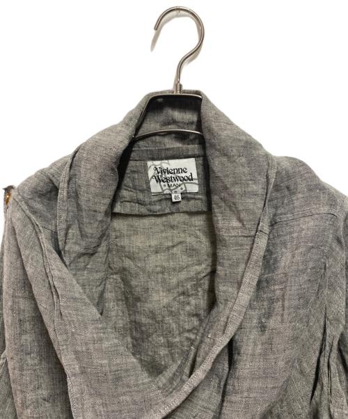 Vivienne Westwood man（ヴィヴィアン ウェストウッド マン）Vivienne Westwood man (ヴィヴィアン ウェストウッド マン) リネンデザインシャツ グレー サイズ:46の古着・服飾アイテム