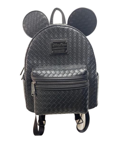 Disney STORE（ディズニーストア）Disney STORE (ディズニーストア) Lounge Fly (ラウンジフライ) 編込みフェイクレザーバックパック ブラックの古着・服飾アイテム